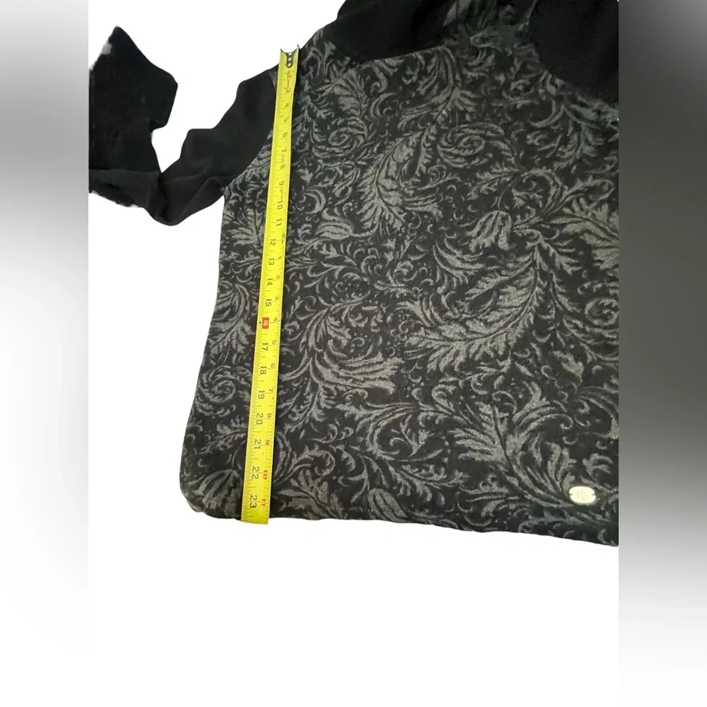 Lauren Ralph Lauren Petite Large Black/Gray Damask Turtleneck Sweater EUC